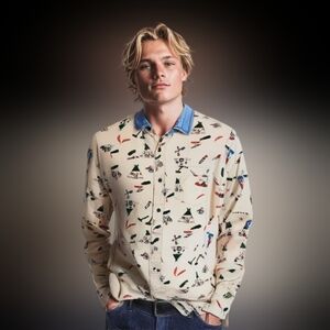 Koto Teepee Camping Button Down Shirt Size Medium